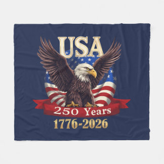 Couverture Polaire Drapeau USA 250e 1776-2026 aigle américain patriot