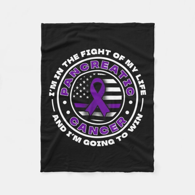 Couverture Polaire Drapeau Usa Avec Rubans Violets Pour Cancer Pancré (Devant)