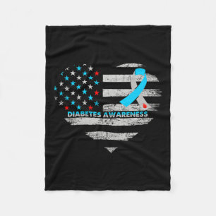 Couverture Polaire Drapeau Usa Sensibilisation au diabète Coeur Souti