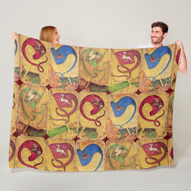 Couverture Polaire Drapeaux de cour allemands /Chiens, Cerfs, Faucons (En situation)