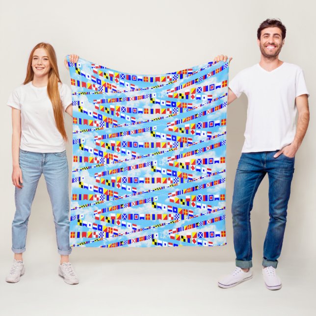 Couverture Polaire Drapeaux de signalisation maritime motif 5 Sayings (En situation)