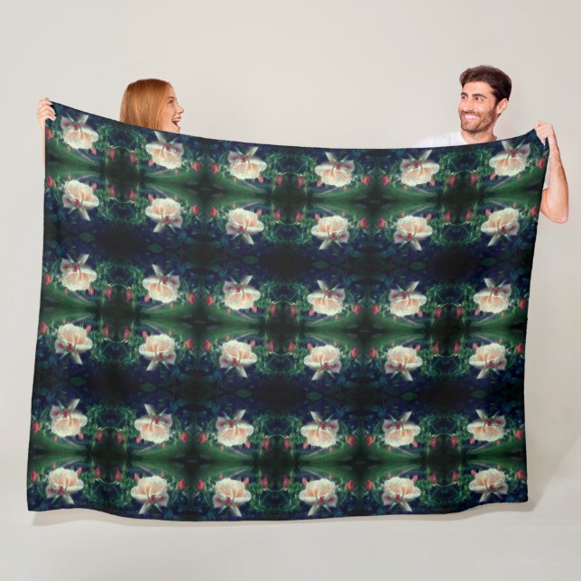 Couverture Polaire Dreamy Peach Rose Et Buds Abstrait (En situation)