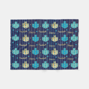 Couverture Polaire Dreidels en Blue Hanoukka Fleece Blanket