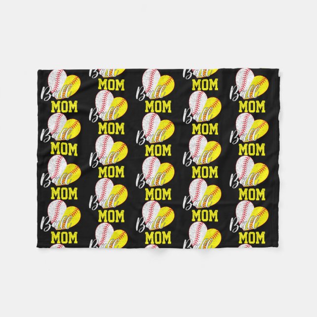 Couverture Polaire Drôle Ball Maman Softball De Baseball Cadeaux Pour (Devant (Horizontal))