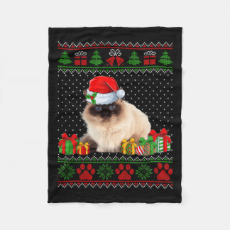Couverture Polaire Drôle Birman Chat Santa Hat Vilain Chandail de Noë