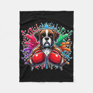 Couverture Polaire Drôle Boxe Kickboxing Lover Boxer Chien Peinture S