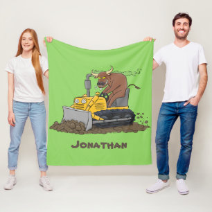 Couverture Polaire Drôle bulldozer de conduite de taureaux