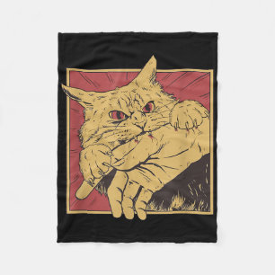 Couverture Polaire Drôle Cat Graphic Tee Japonais Anime Cat Bite