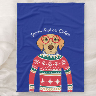 Couverture Polaire Drôle chien portant des lunettes, laide pull de No