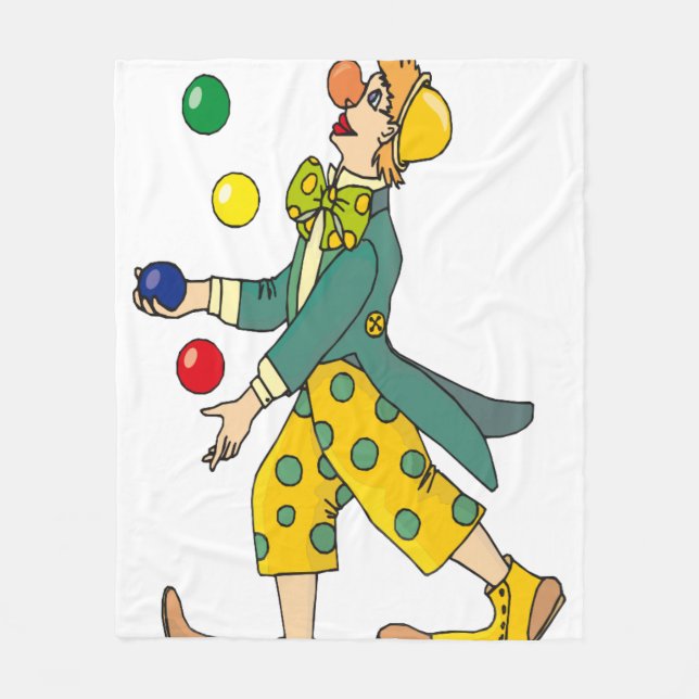 Couverture Polaire Drôle Clown Jouant Avec Des Boules Colorées (Devant)