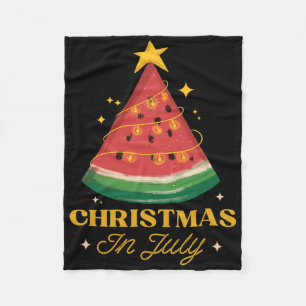 Couverture Polaire Drôle de Noël en juillet Pastèque d'été Xmas Tree