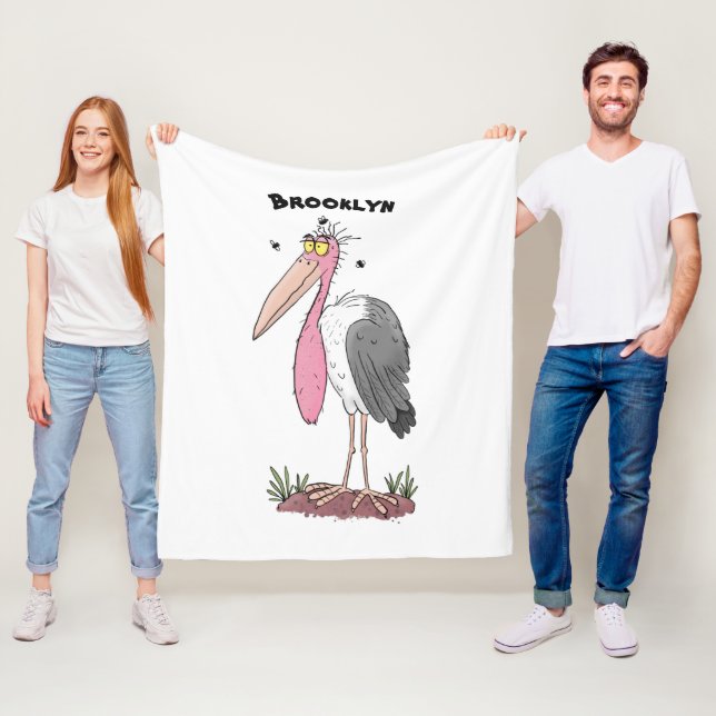 Couverture Polaire Drôle dessin animé de cigogne en marabou (En situation)