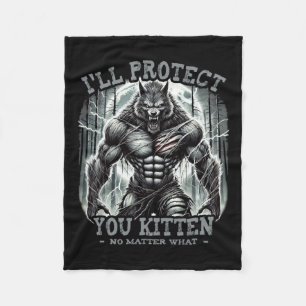 Couverture Polaire Drôle Graphic Tee I'll Protect You Kitten Alpha Wo