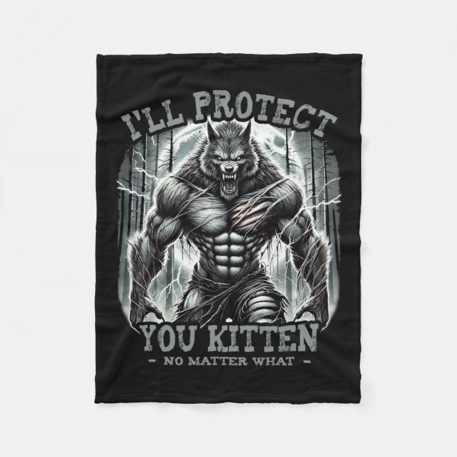 Couverture Polaire Drôle Graphic Tee I'll Protect You Kitten Alpha Wo (Devant)