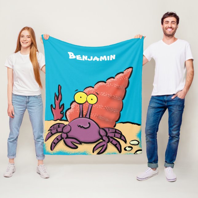 Couverture Polaire Drôle mignon caricature pourpre crabe ermite (En situation)