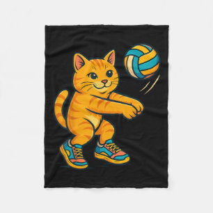 Couverture Polaire Drôle mignon Chat Volleyball Joueur Fan Tee Traine