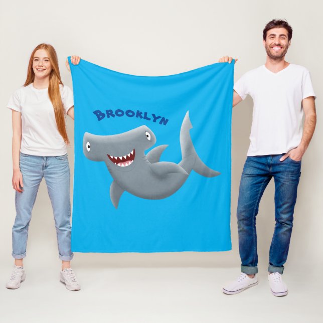 Couverture Polaire Drôle mignon requin marteau dessin animé (En situation)