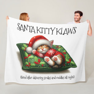 Couverture Polaire Drôle mignon Rêver Père Noël Kitty Klaws