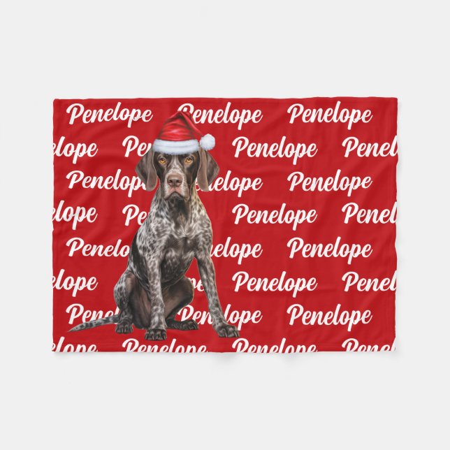 Couverture Polaire Drôle Pointeur Shorthair Nom du chien Motif Noël (Devant (Horizontal))