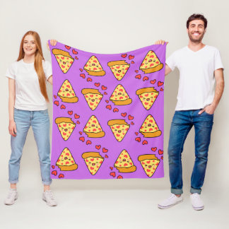 Couverture Polaire Drôle rire pizza motif violet enfants fille garçon