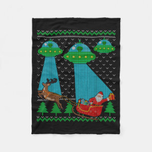 Couverture Polaire Drôle Sweat-shirt de Noël Alien Ufo Santa Sleigh l