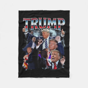 Couverture Polaire Drôle Trump 2024 Campagne 90s Rap Trendy Bootleg