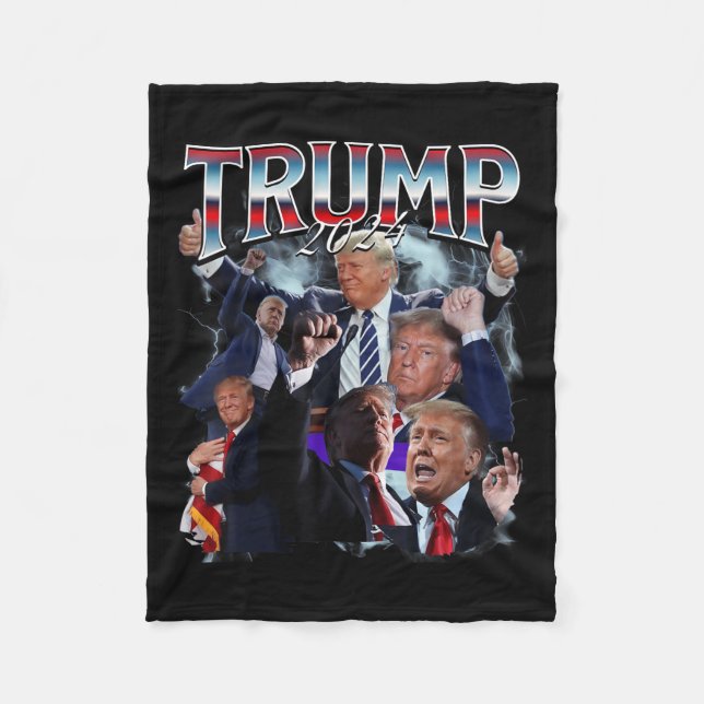 Couverture Polaire Drôle Trump 2024 Campagne 90s Rap Trendy Bootleg (Devant)