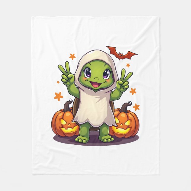 Couverture Polaire Drôle Turtle Ghost Citrouille Boo Halloween Kids M (Devant)
