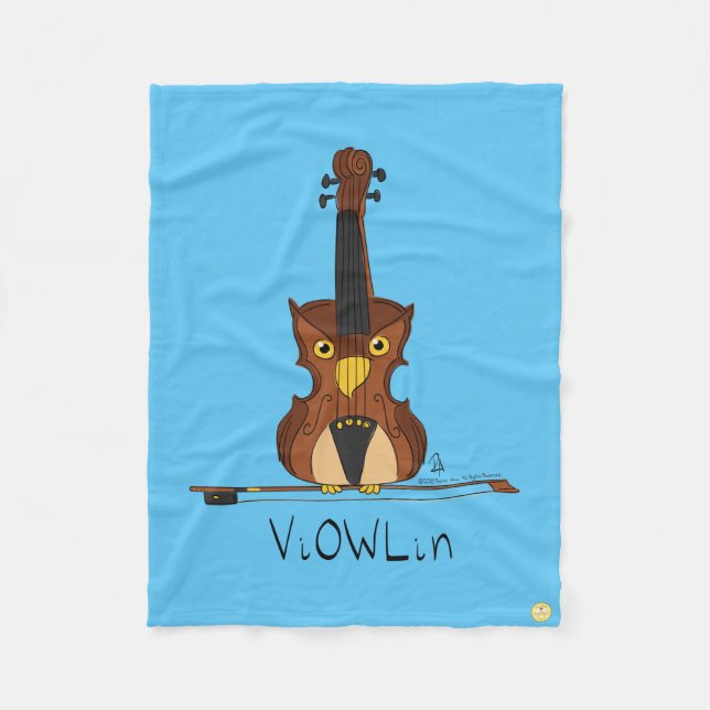 Couverture Polaire Drôle Violon Cute Owl Musicien Enfants Musique (Devant)