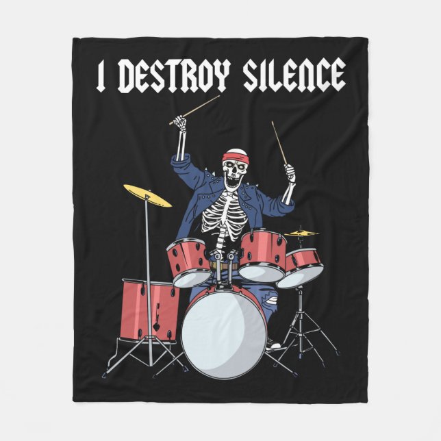 Couverture Polaire Drummer Rock Music Band Drums I Destroy Silence (Devant)