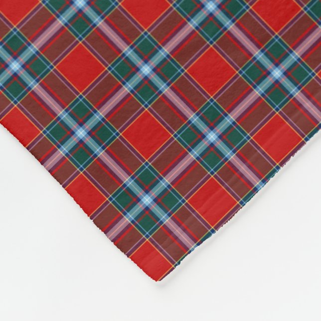 Couverture Polaire Drummond Clan rouge et bleu clair Tartan (Coin)