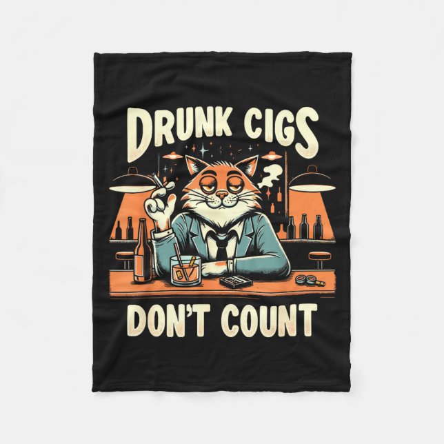 Couverture Polaire Drunk Cigs Don't Count Funny Cigarette Humor Smoki (Devant)