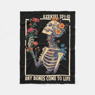 Couverture Polaire Dry Bones Come to Life Skeleton Floral Ezekiel