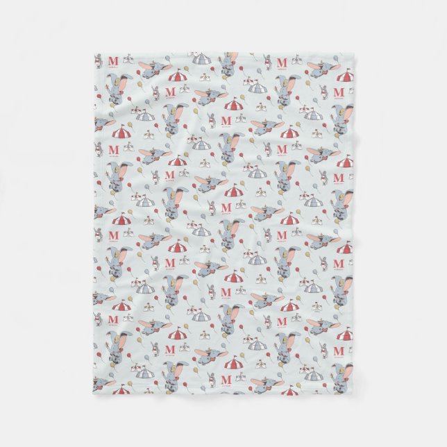 Couverture Polaire Dumbo Circus Motif personnalisé initial (Devant)