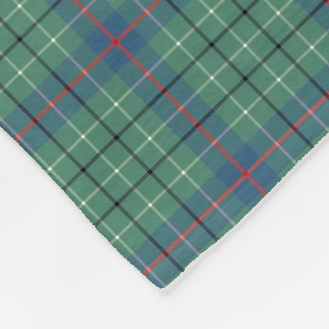 Couverture Polaire Duncan Clan Vert clair et bleu Tartan antique (Coin)