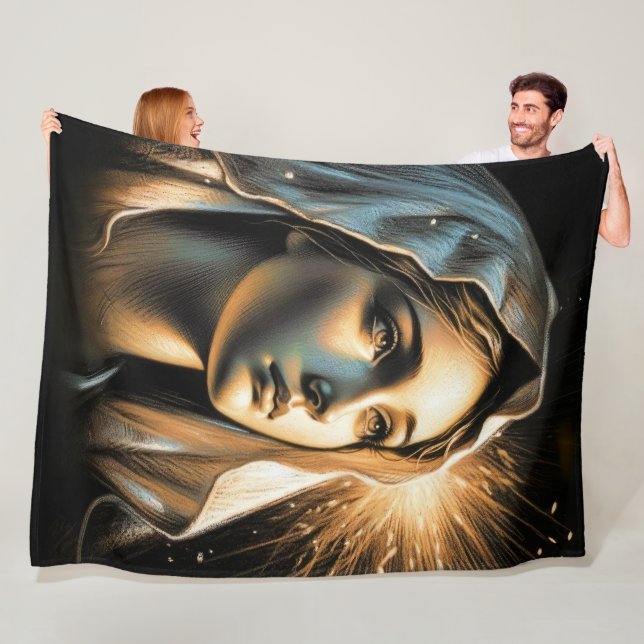 Couverture Polaire Dur Pastel Dessin Belle Vierge Marie (En situation)