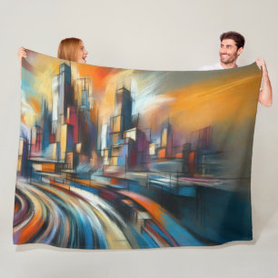 Couverture Polaire Dur Pastels Dessin Abstrait Moderne Cityscape