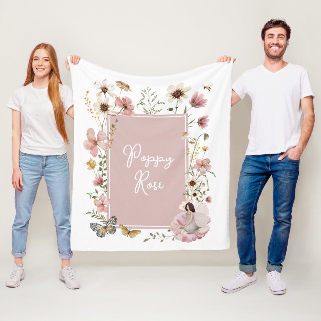 Couverture Polaire Dusty rose Fleur sauvage Fairy Princesse Baby Girl (En situation)