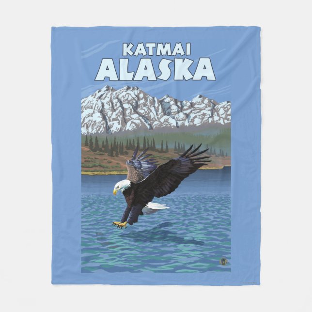 Couverture Polaire Eagle chauve plongeant - Katmai, Alaska (Devant)