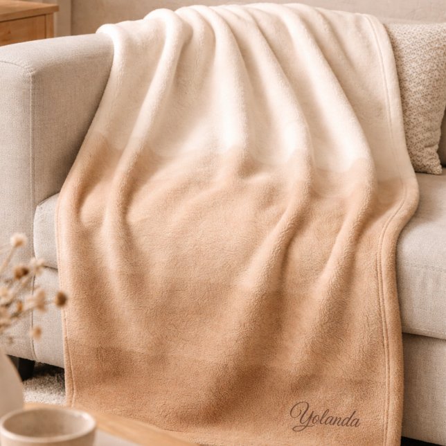 Couverture Polaire Earth Layered Calm Fleece Blanket (Layered earth tones flow from beige to taupe, adding depth to calm, neutral interiors)