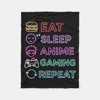 Couverture Polaire Eat Sleep Anime Gaming Repeat Gamer Men Teen Boy G