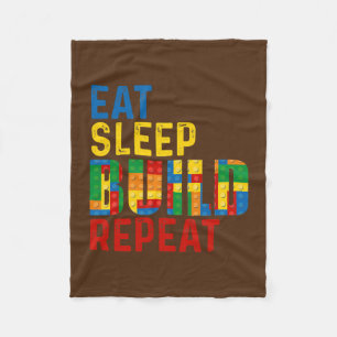 Couverture Polaire Eat Sleep Build Répéter Building Bricks Master