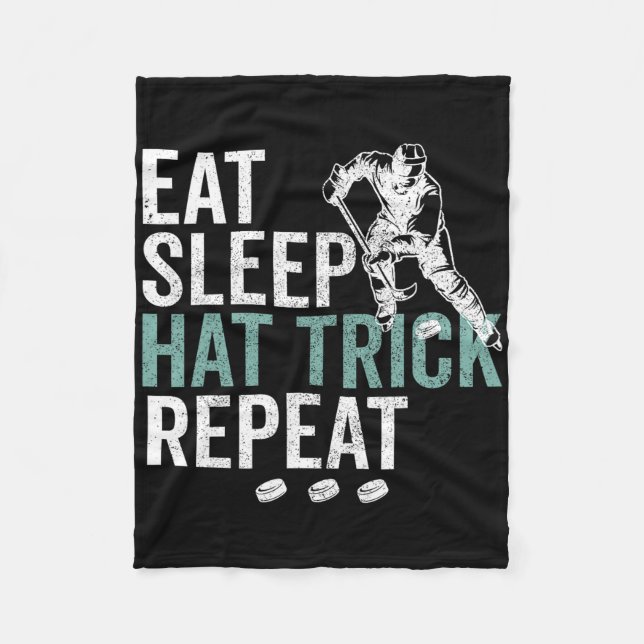 Couverture Polaire Eat Sleep Hat Trick Repeat Cool Ice Hockey Puck Fa (Devant)