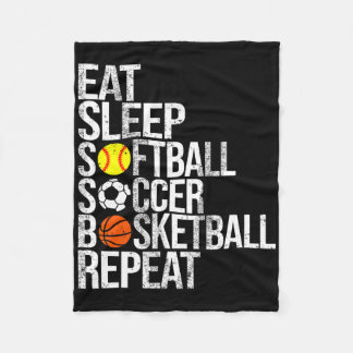 Couverture Polaire Eat Sleep Softll Soccer Sketll Repeat Funny Sport 