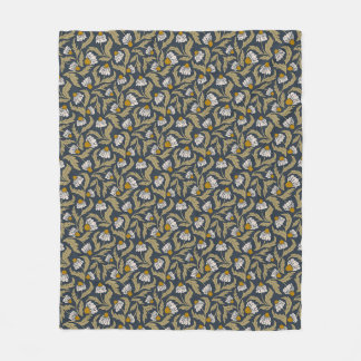Couverture Polaire Echinacées sur fond bleu marine floral moderne