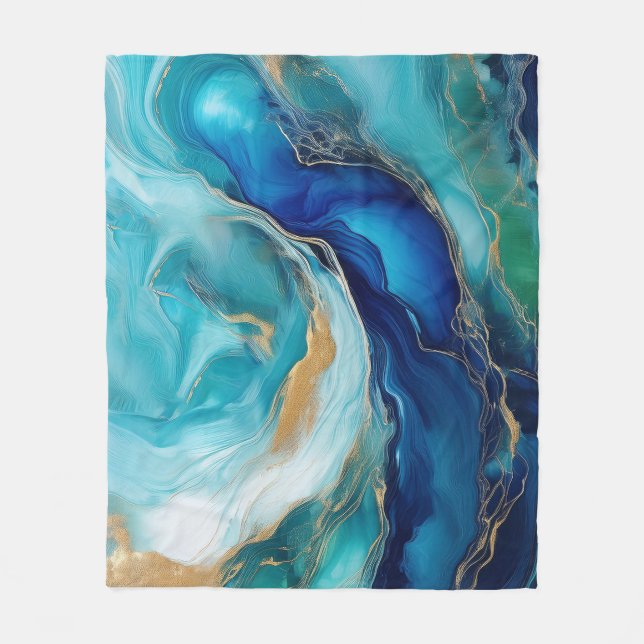Couverture Polaire Echos Bleus Profond : Art Abstrait de l'Océan (Devant)