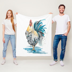 Couverture Polaire Éclaboussure de coq - portrait d'aquarelle