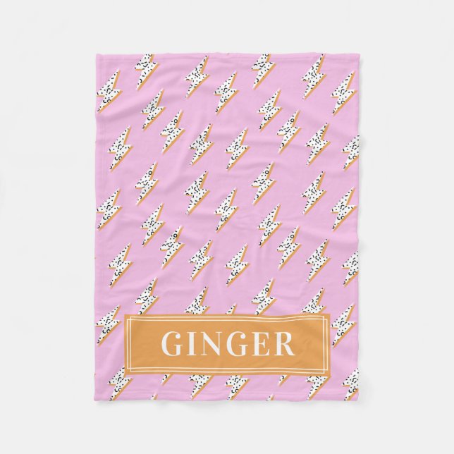 Couverture Polaire Éclair rose Pop Art Monogramme Pet (Devant)