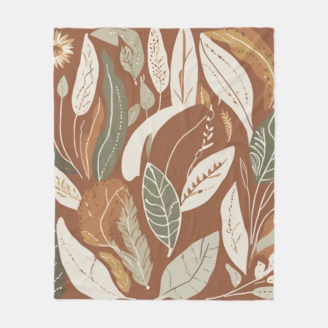 Couverture Polaire Eclectique Naturel Terracotta Fleur sauvage Rustiq (Devant)