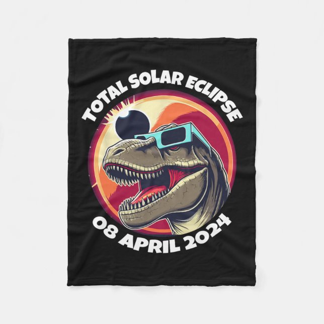 Couverture Polaire Éclipse solaire 2024 T-rex portant des éclipse (Devant)